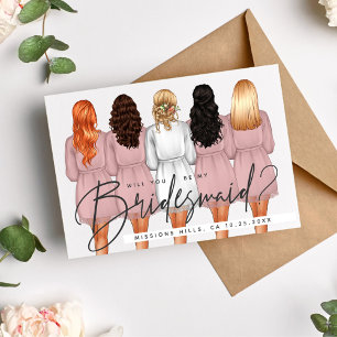Will You Be My Bridesmaid? Girls in Robes V2 Invit Invitation