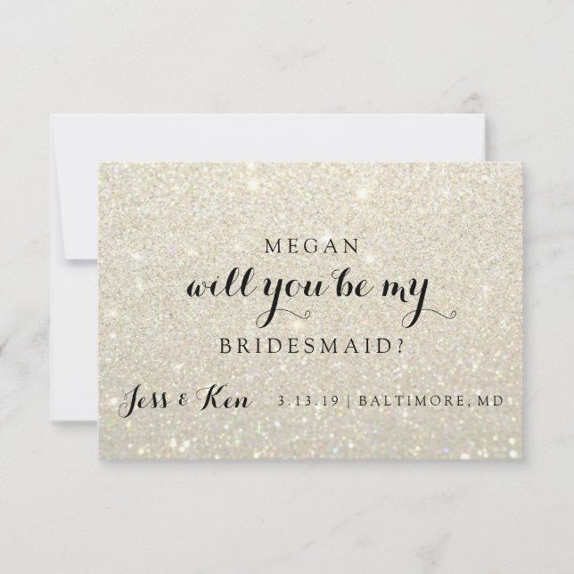 Will You Be My Bridesmaid - Glit Fab -WhiteGold Invitation (Front)