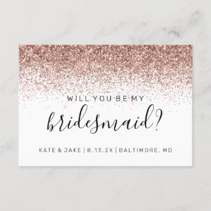 Will You Be My Bridesmaid Glitter Confetti Rose Invitation