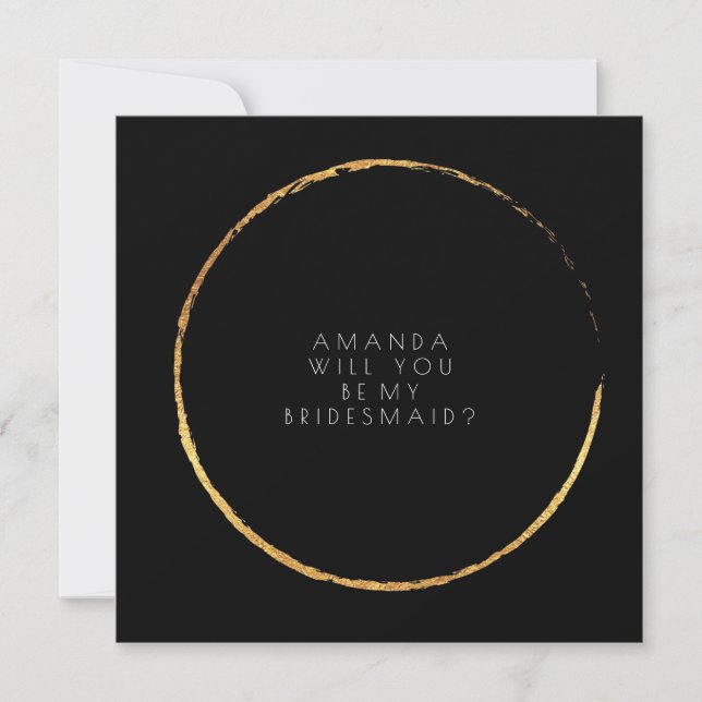 Will You Be My Bridesmaid Gold Black Vip Invitation (Front)