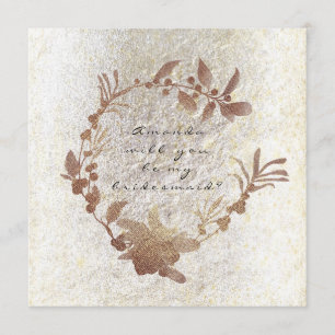 Will You Be My Bridesmaid Gold Grungy Wreath Invitation