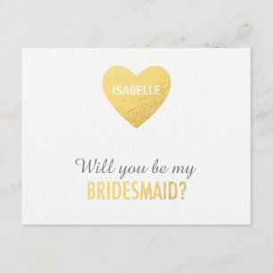 Will you be my bridesmaid, gold heart template
