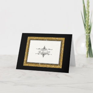 Will You be my Bridesmaid? Gold Ornament Glitter Invitation