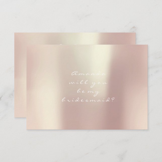 Will You Be My Bridesmaid Gold Peach Pink Blush Invitation (Front/Back)