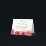 Will You Be My Bridesmaid GOLD Typography Card<br><div class="desc">Watercolor floral - navy with red and orange flowers. Gorgeous, trendy, designer greeting cards with your own personalized message that includes the bridesmaid name!! Professionally printed. Folded greeting card with trendy, contemporary, stylish gold faux (image of foil, not real foil embossing) foil cursive script typography asking 'Will you be my...</div>