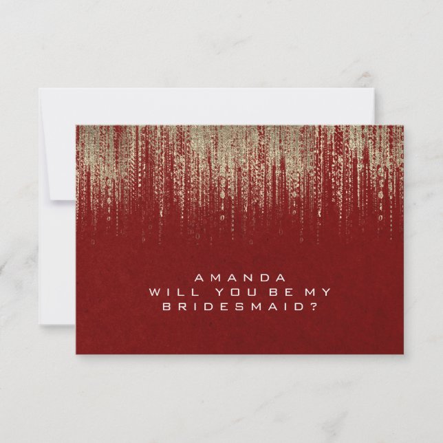 Will You Be My Bridesmaid Golden Red Kraft  Invitation (Front)