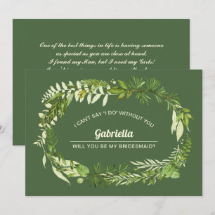 Will you be my Bridesmaid? Green Botanical Invitation