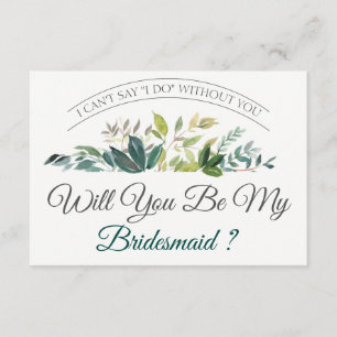 Will You Be My Bridesmaid   Greenery Invitation