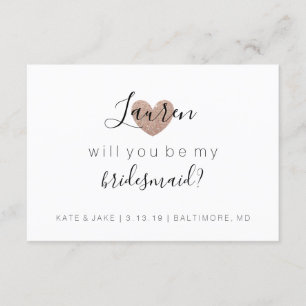 Will You Be My Bridesmaid - Heart's Fab Rose Gold Invitation