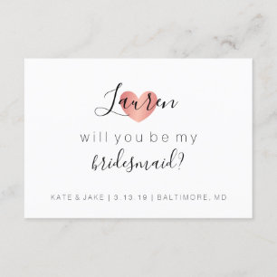 Will You Be My Bridesmaid - Heart's Glam Pink Invitation