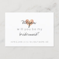 Will You Be My Bridesmaid - Heart's Glam Rose Gold