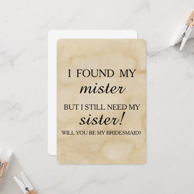 Will you be my bridesmaid? invitation (Front/Back In Situ)