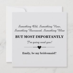 Will you be my bridesmaid? invitation