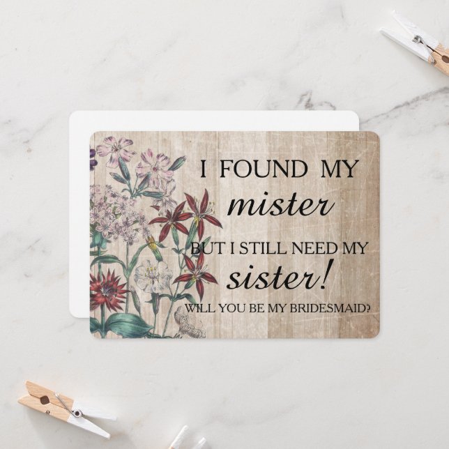 Will you be my bridesmaid? invitation (Front/Back In Situ)