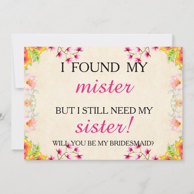 Will you be my bridesmaid? invitation (Front)