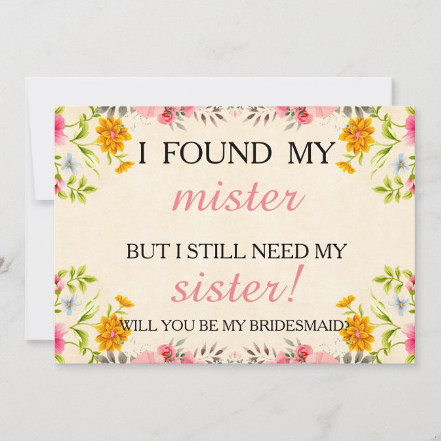 Will you be my bridesmaid? invitation (Front)