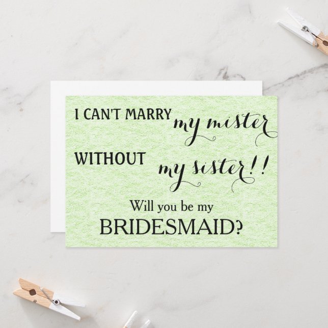 Will you be my bridesmaid? invitation (Front/Back In Situ)