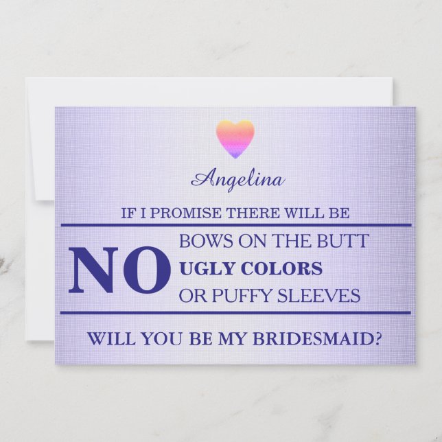 Will you be my bridesmaid? invitation (Front)