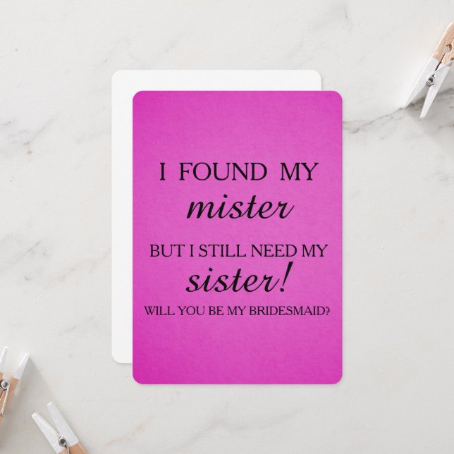 Will you be my bridesmaid? invitation (Front/Back In Situ)