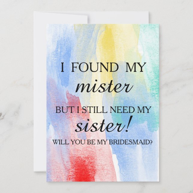 Will you be my bridesmaid? invitation (Front)