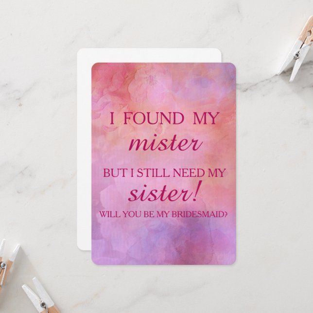 Will you be my bridesmaid? invitation (Front/Back In Situ)