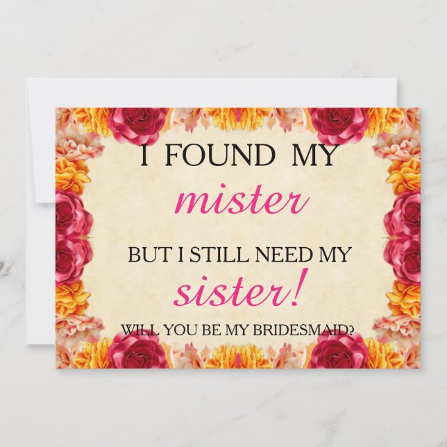 Will you be my bridesmaid? invitation (Front)