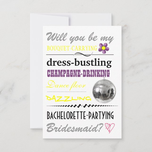 "Will you be my Bridesmaid?" Invitation (Front)