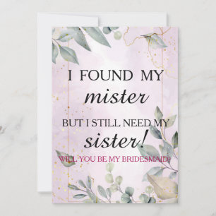 Will you be my bridesmaid invitation