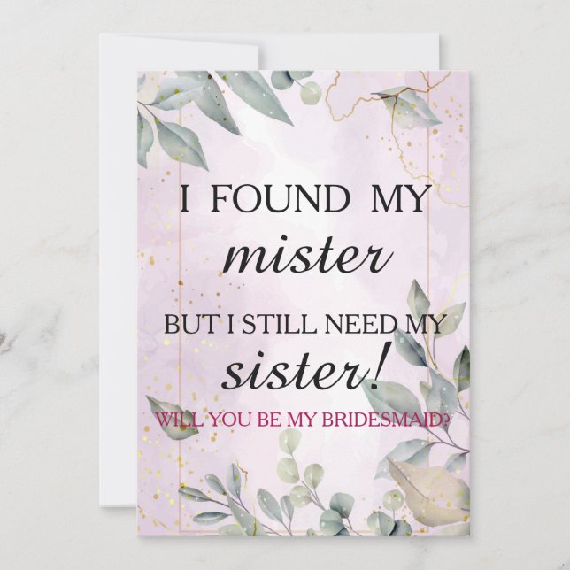 Will you be my bridesmaid invitation (Front)