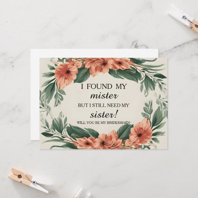 Will you be my bridesmaid? invitation (Front/Back In Situ)