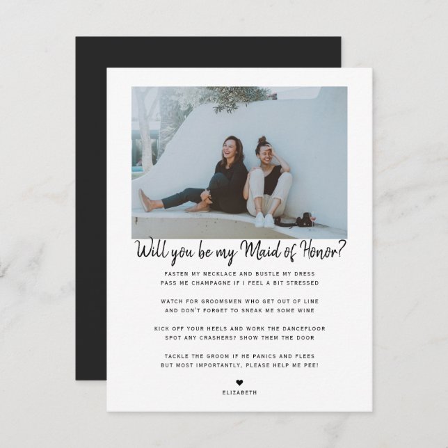 Will you be my Bridesmaid/Maid of Honour Proposal  Announcement (Front/Back)