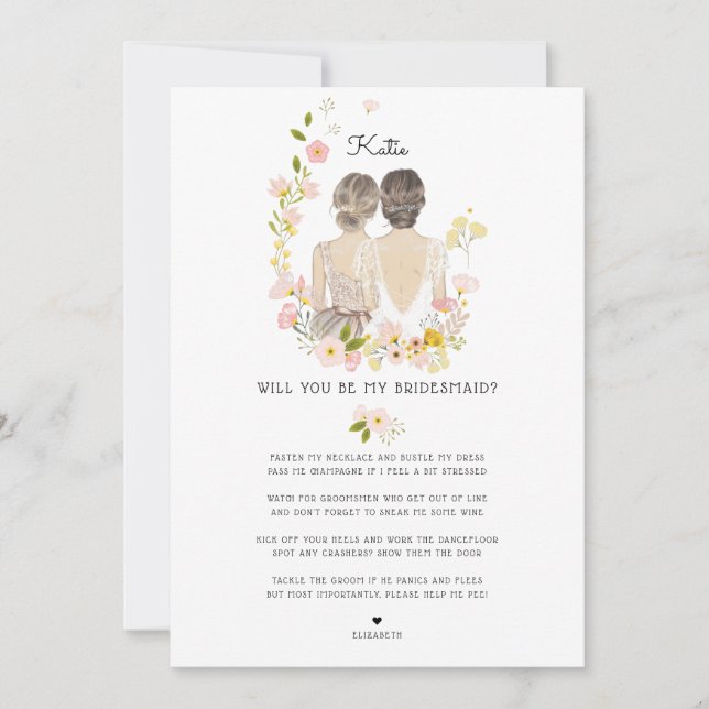 Will you be my Bridesmaid/Maid of Honour Proposal Invitation (Front)