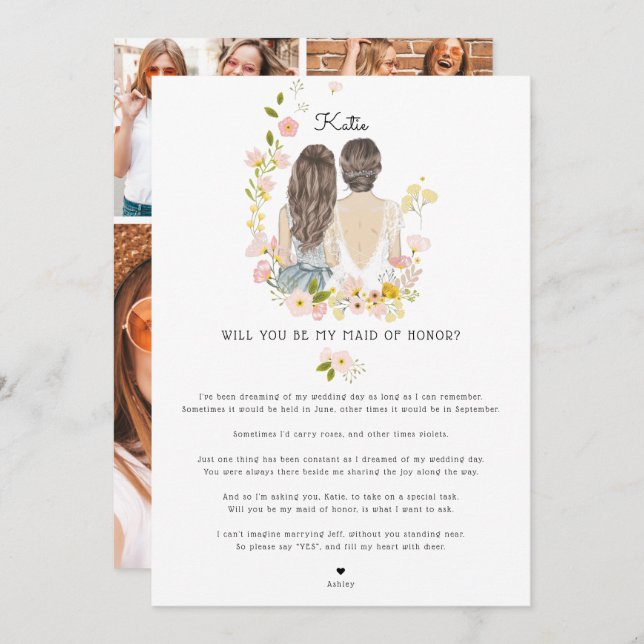 Will you be my Bridesmaid/Maid of Honour Proposal  Invitation (Front/Back)