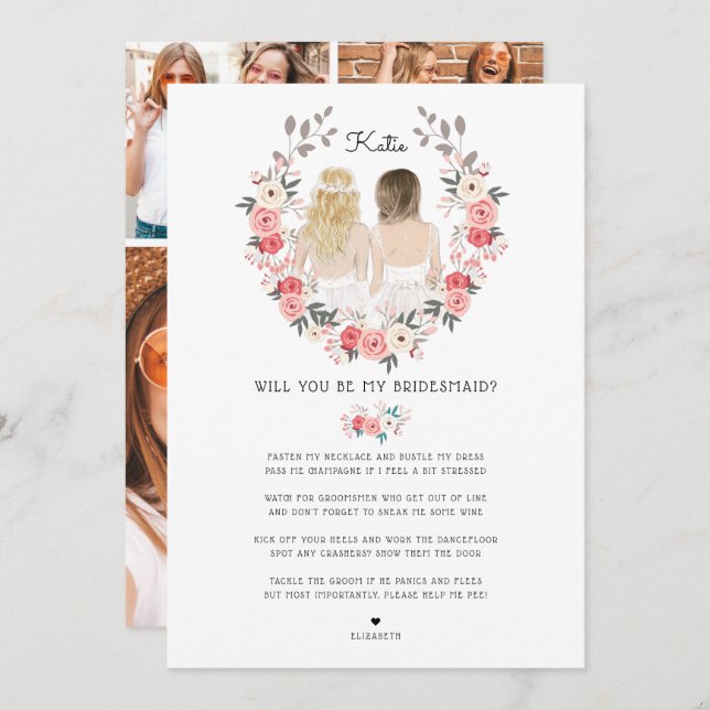 Will you be my Bridesmaid/Maid of Honour Proposal  Invitation (Front/Back)