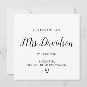 Will You Be My Bridesmaid Maid of Honour Request Card