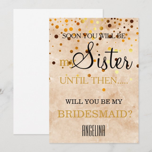 Will you be my bridesmaid? Marble Background Invitation (Front/Back)