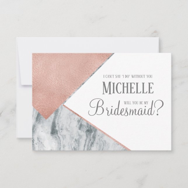 Will You Be my Bridesmaid? Marble, Wedding, Invitation (Front)