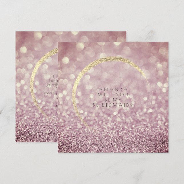 Will You Be My Bridesmaid Maroon Plum Gold Glitter Invitation (Front/Back)