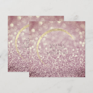 Will You Be My Bridesmaid Maroon Plum Gold Glitter Invitation