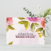 Will you be my Bridesmaid? Mauve Peach Red Floral Invitation (Standing Front)