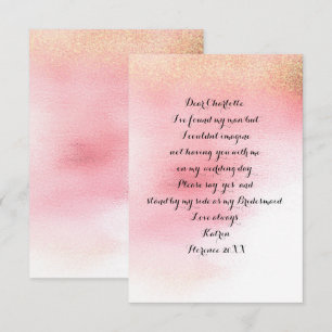 Will You Be My Bridesmaid?Minimal Pink Rose Powder Invitation