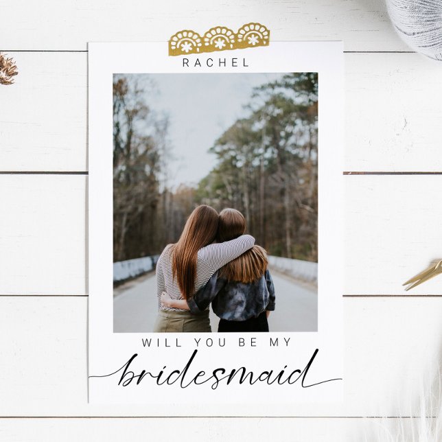Will you be my Bridesmaid Minimalist Photo Modern  Magnetic Invitation (Creator Uploaded)