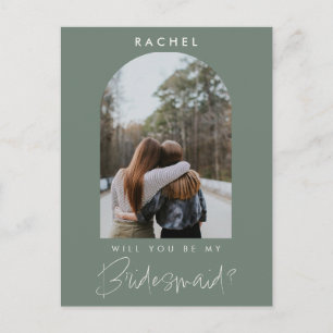Will you be my Bridesmaid Minimalist Photo Modern Postcard