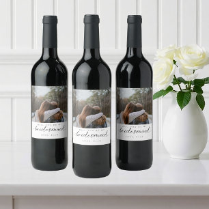 Will you be my Bridesmaid Minimalist Photo Modern Wine Label
