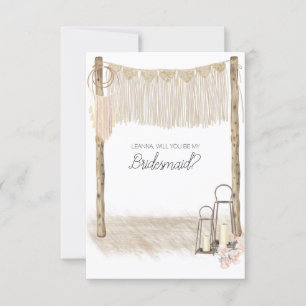 Will You Be My Bridesmaid Modern Boho Pink