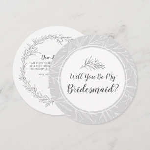 Will You Be My Bridesmaid Modern Botanical Leaf Invitation