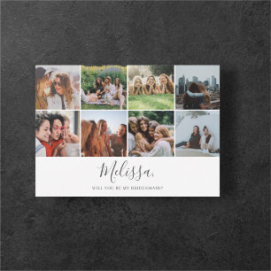 Will You Be My Bridesmaid Modern Photo Collage Invitation