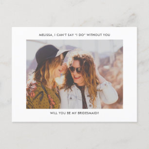 Will You Be My Bridesmaid Modern Photo Invitation Postcard