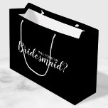 Will You Be My Bridesmaid? Modern Proposal Large Gift Bag<br><div class="desc">"Will You Be My Bridesmaid?" Modern Proposal Gift bag
features title "Will You Be My Bridesmaid?" in white modern script font style on blackbackground.</div>