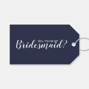 Will You Be My Bridesmaid? Modern Script Navy Blue Gift Tags